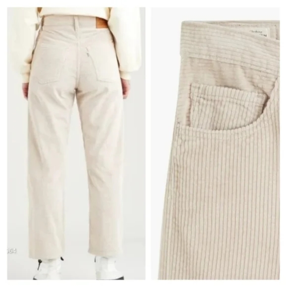Levi's Denim - Levi's Ribcage Corduroy Straight Leg Pants Cement Pebble Jeans